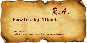Roszinszky Albert névjegykártya